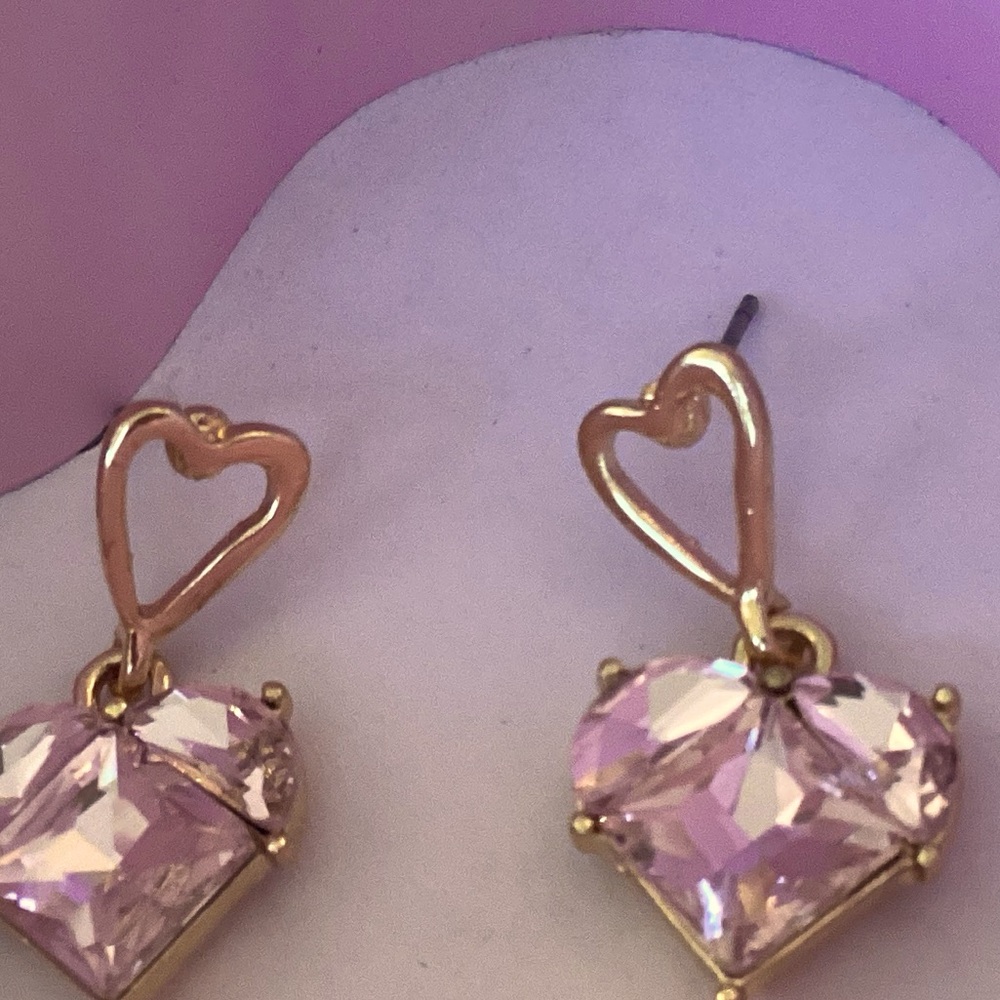 Beautiful pink and gold crystal hearts